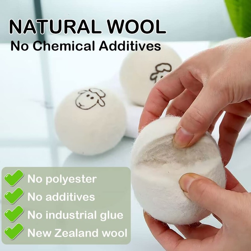Wool Dryer Balls 6 PCS Dryer Balls Laundry Reusable 100%
