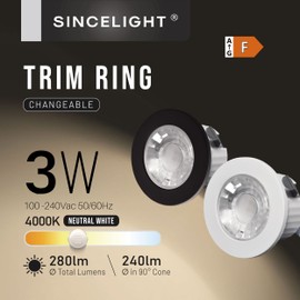 SINCELIGHT SINCELIGHT Mini Recessed Spotlight,Small Downlight for 35-40mm Ceiling Hole,Cabinet,Showcase, MR11 Replacements,White and Black Ring Replaceable,IP65 Waterproof,NeutralWhite 4000K,RA92,Pack of 5