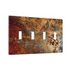 Aged Old Burnt Orange/Brown Copper Rust Metal Decorative 4-Gang Quad