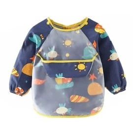 Conjunto de Babero Impermeable para bebé con Tela Resistente a las Manchas, Mangas con Puños Elásticos y Babero Ajustable con Lazo en la Espalda, Ideal para la (90 0 a 1 año)