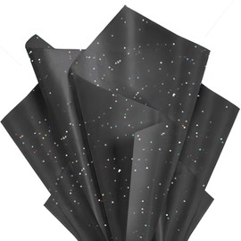 Black Glitter Tissue Paper Bulk 36 Sheets (14x20 Inch) - Recyclable Gift Wrapping Paper for Weddings, Birthdays, Party & Festival Decorations DIY Craft Supplies