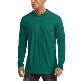Mens Uv Protection Shirts Long Sleeve with Hood Athletic Shirts Running Shirts Workout Shirts Sun Shirts Emerald Green