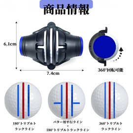 YINKE Golf Ball Marker, Triple 3 Line Golf Alignment Mark Tool, Line Drawer, 360°+180° Rotation, Golf Marker, Portable, Stampable, Line Drawing Kit