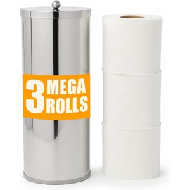 [2023 Upgraded Version] HUJI Rust Resistant Stainless Steel Toilet Paper Roll Canister Holder w/Removable Base for Bathroom Storage (1 Pack, Toilet Paper Canister)