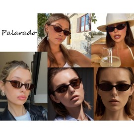 Retro Oval 90s Trendy Small Frame Cat Eye Skinny Sunglasses for Women Cool Y2k Girl (Black Frame/Black Lens)