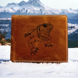 Texan Customs Bearded Dragon Leather Wallet Bifold Premium Quality Buffalo Lizard Animal NEW