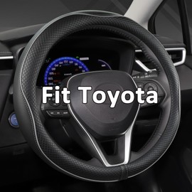 West Llama Steering Wheel Cover for Toyota, Large Steering Wheel Cover for 4Runner Tundra Tacoma, 15.5-16 inch Wheel Cover (Black+Grey Line-Large Size)