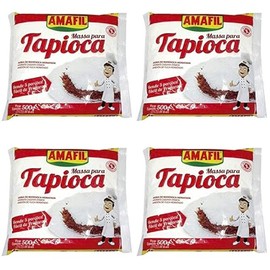 Amafil Tapioca Flour 500g (17.6oz) Massa Para Tapioca ( 4 Pack)