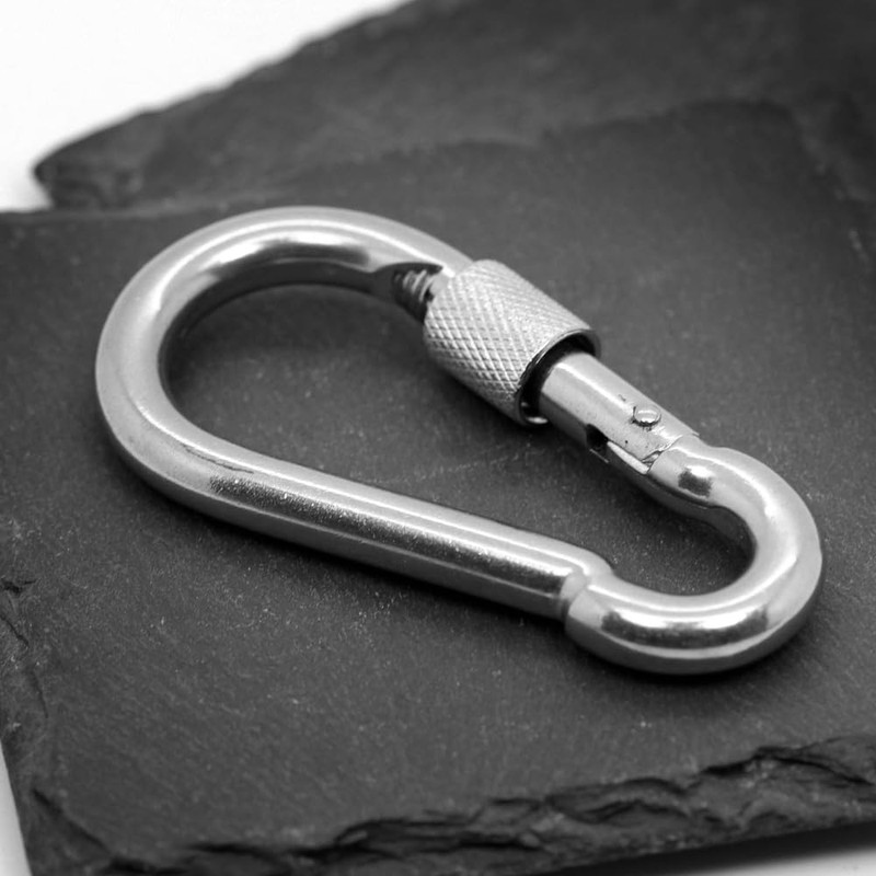 Carabiner Form D Stainless Steel V4A Snap Hook Silver Outdoor