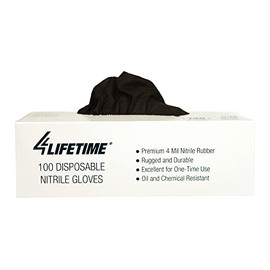 4LIFETIMELINES 4Lifetime - Small/Medium Size, Industrial Black Nitrile Gloves, Rip & Chemical Resistant, Latex-Free, Powder Free, Disposable Gloves, Fingertip Textured, 4 mil Thick (Box of 100)