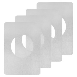 sourcing map 2 Set 130x90mm / 5.12"x3.54" Door Knob Reinforcement Plate, Stainless Steel Door Hole Cover Lock Repair Plate for Door Knob Fixing Backing, Silver