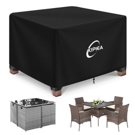 Kipiea Garden Furniture Covers Waterproof, Outdoor Cube Furniture Covers for Table & Chairs Windproof, 420D Oxford Fabric Square Patio Rattan Table Cover, Anti-UV, No Tear - 115 x 115 x 71cm