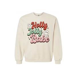 Holly jolly babe winter shirt baby toddler youth adult Christmas sweatshirt family matching Christmas shirts Christmas graphic shirt (4T sweatshirt, beige)