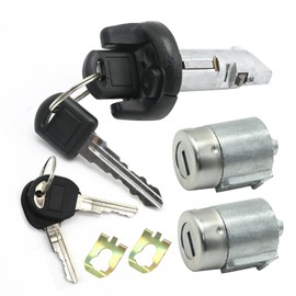 DUZFOREI Car Lock Cylinder Kit Ignition Switch Lock Cylinder Front Door Lock Cylinder with Keys Replacement for Chevy GMC C/K Pickup Suburban Tahoe Yukon 95-97 Replace# 702671 702674