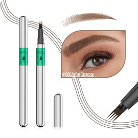 Eyebrow Pencil, Brush Head with Four Claws, Microblading Eyebrow Pencil, Smudge-proof and Long-lasting Natural Eyebrows (Light Brown)