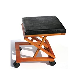 Rolling Adjustable Solid Wood Fold-A-Way Leather Cushion Foot Rest