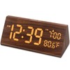 DreamSky Wooden Digital Alarm Clock for Bedroom - 7.7" Electric