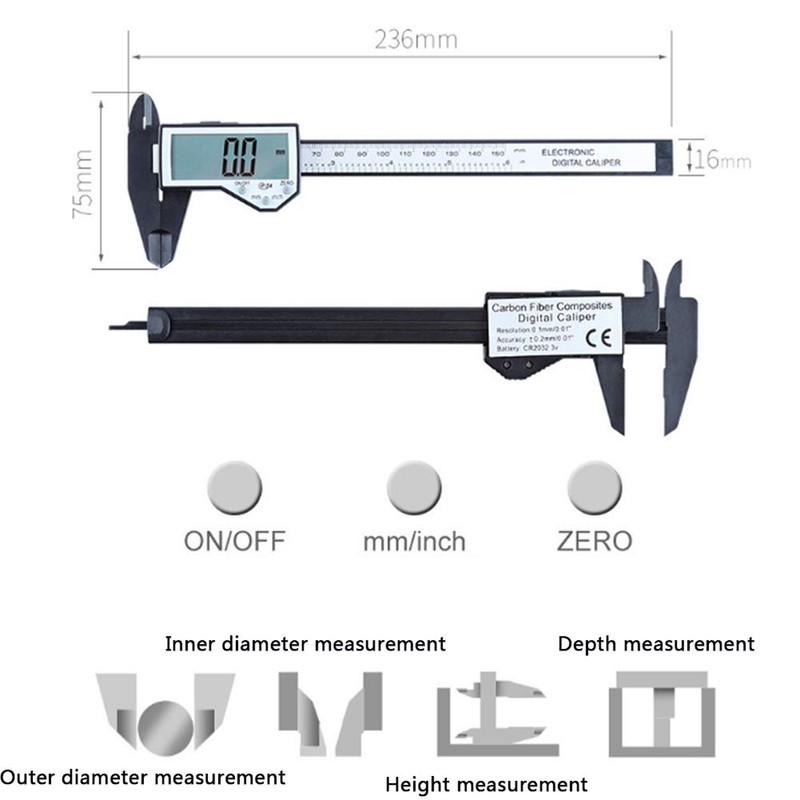 Electronic Caliper 0-150mm Digital Display Vernier Large Screen IP54 Waterproof