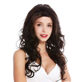 WIG ME UP - VK-26-LF-4H30 women's quality wig lace front hand made long voluminous curly dark brown copper brown highlights