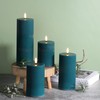 Girimax Teal Flat Top Ribbed Flameless Pillar Candles with Remote,