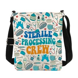 POFULL Sterile Tech Gift Sterile Processing Technician Messenger Bag Surgery Squad Gift Sterile Processing Crew Crossbody Bag (STERILE PROCESSING CA)