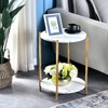 Gold End Table Faux Marble Side Table Small Round Nightstand