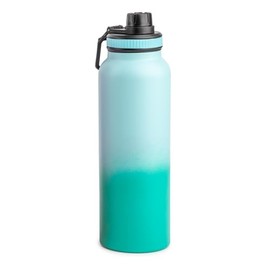 Hydragear Acme Double-Wall Stainless Steel Insulated Bottle with Easy Cary Handle and Chugger Lid - 40 Oz - Sky Blue/Green Powder Coated Ombre