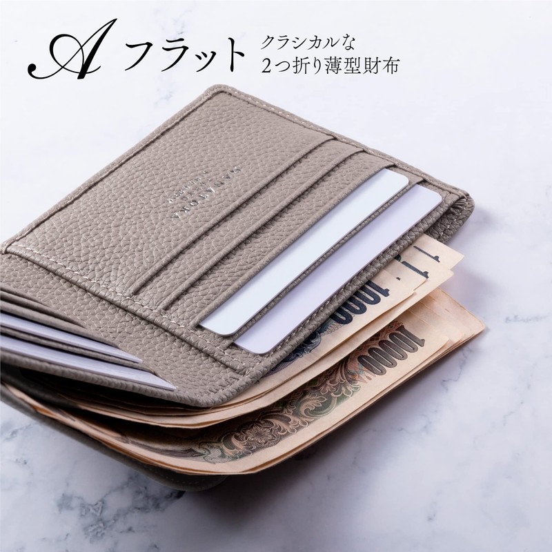 HANATORA PSA02 Genuine Leather Mini Wallet, Shrink Leather, Bifold, Trifold