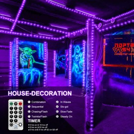 20M 200LED UV Blacklights String Christmas Outdoor Fairy Lights String Plug in,Indoor Fairy Lights Ultraviolet Lights Waterproof for Glow Party Outside Club DJ