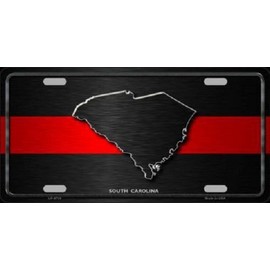 South Carolina Thin Red Line Novelty Metal License Plate