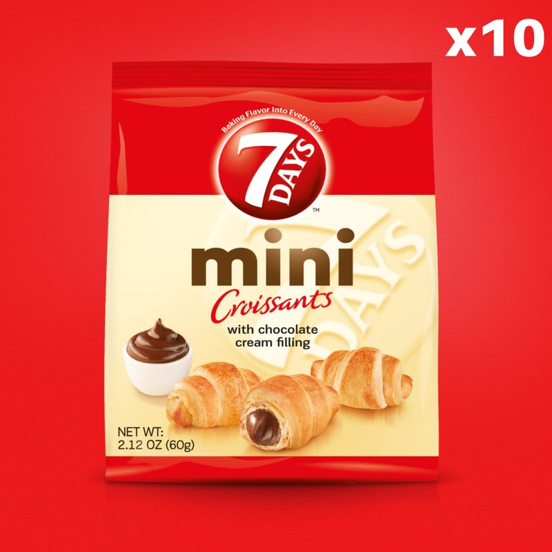 7Days Mini Croissant Pouches, Chocolate Filling, Individual Size Snack Bag,