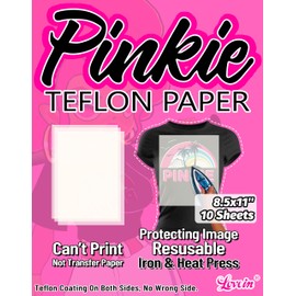Pinkie Non-Stick Teflon Paper for Heat Press Transfer Sheet(10 Sheets, 8.5x11) Reusable Heat Resistant Perfect for Heat Transfer Paper of Crafting Needs
