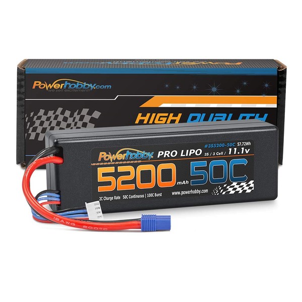 PowerHobby 3S 11.1V 5200mAh 50C Lipo Battery Hardcase w EC3 Plug 3-Cell Fits Vaterra ECX ProBoat Losi