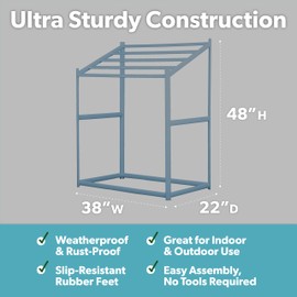 Coast Modern Pool Towel Rack – 5 Beach Towel PVC Drying Rack for Outdoor & Indoor Use - Stone Blue