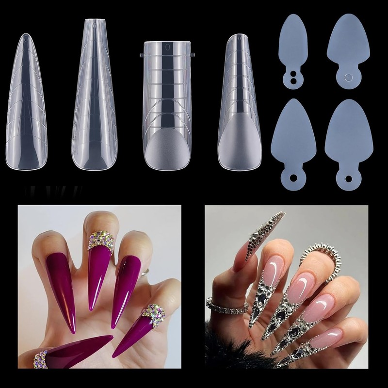 JOYOLA 144 Pieces Dual Nail Forms Set 4 Shapes Nail