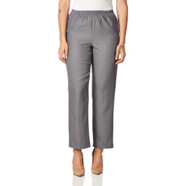 Alfred Dunner Women's All Around Elastic Waist Polyester Pants Poly Proportioned Medium, Grey, 6 Petite