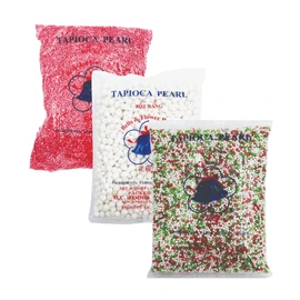Bells & Flower Tapioca Pearl in Red, White, & Mix | Premium Boba for Bubble Tea, Desserts and Drinks (400g x 3)