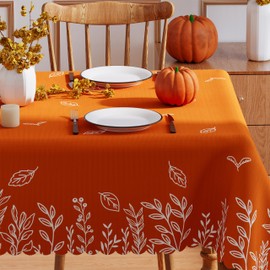 Siilues Fall Tablecloth, Fall Decor Leaves Table Cloths Seasonal Thanksgiving Decorations for Home Scallop Edge Cover Party Dining Table Decorations (60'' x 84'' Rectangular B)