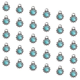 FL-WITHYOU 30 Pcs Vintage Turquoise Pendant Charm, Elegance Jewelry Charms for Jewelry Making Earring Necklace Bracelet Keychain Bag Decor, Base Metal