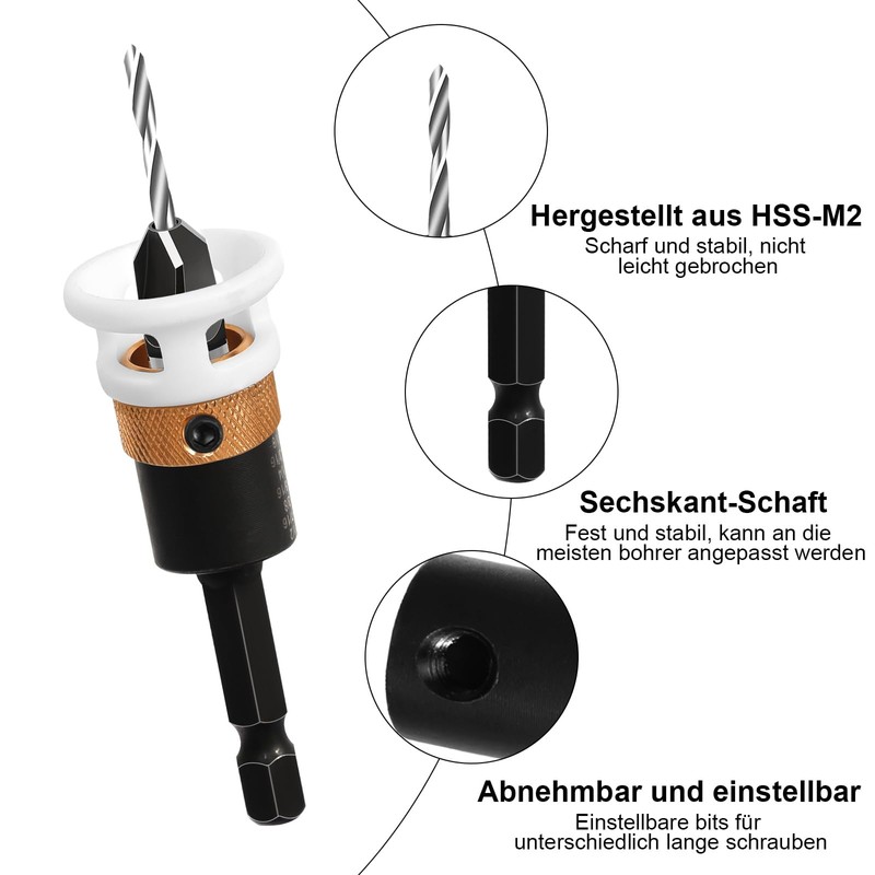 prota Drill with Countersink Drill Bit Wood Countersink with Depth