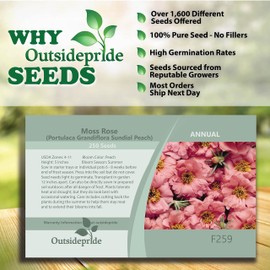 Outsidepride Portulaca Moss Rose Peach Spreading, Succulent, Heat & Drought Tolerant Ground Cover Plants - 250 Seeds