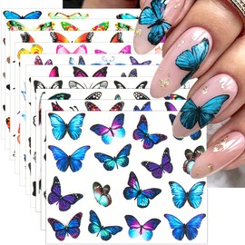 Dornail 30 hojas de mariposas pegatinas de uñas de flores de transferencia de agua pegatinas de uñas de verano uñas arte pegatinas de uñas diseños de uñas decoración de uñas accesorios de uñas