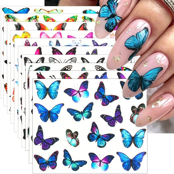 Dornail 30 hojas de mariposas pegatinas de uñas de flores