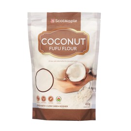 SCOTMAPLE Coconut Fufu Flour, Gluten Free, Keto Friendly, High Fibre, Kosher Certified, No Sugar & Non-GMO,All-Purpose Flour Made From 100% Organic Coconut, 453g