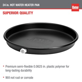 Oatey 34063 24 in. Plastic Hot Water Heater Pan with 1 to 1.5 in. PVC Adapter, Black