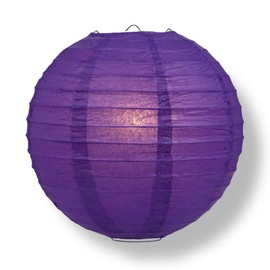 Quasimoon 8" Royal Purple Round Paper Lantern, Even Ribbing, Hanging Decorati...