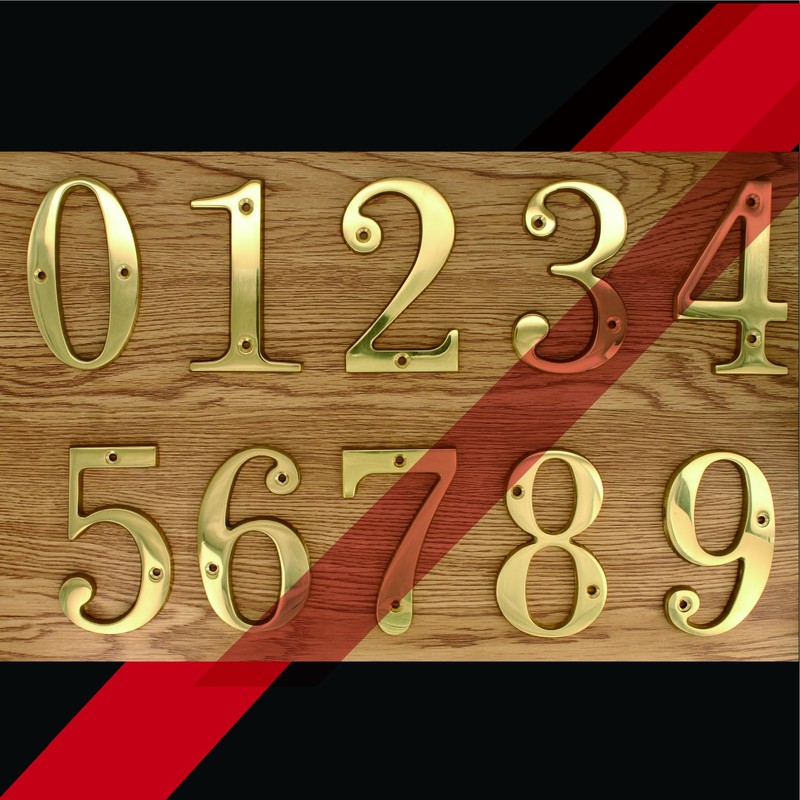 ZW Hardware A100 4 Inch Bright Brass House Number 9