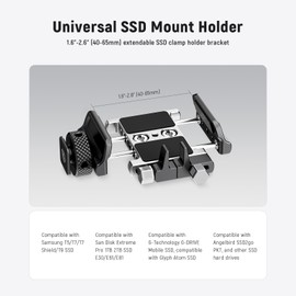 NEEWER Universal SSD Holder Mount Bracket with Cold Shoe Clamp, 1.6"-2.6" for T5 T7 T9 SSD, Compatible with SmallRig Cage for BMPCC 4K 6K, 15 Pro/15 Pro Cage, UA059