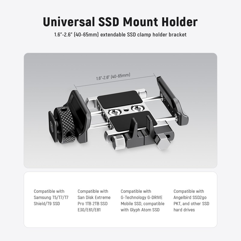 NEEWER Universal SSD Holder Mount Bracket with Cold Shoe Clamp,