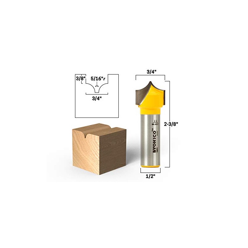 Yonico 13074 5/16-Inch Radius Point Cutting Round Over Groove Router